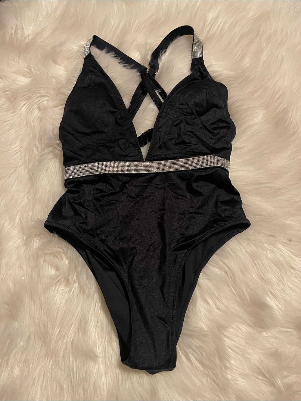 Victoria's Secret Black One-Piece Swimsuit with Rhinestones - SIZE: S